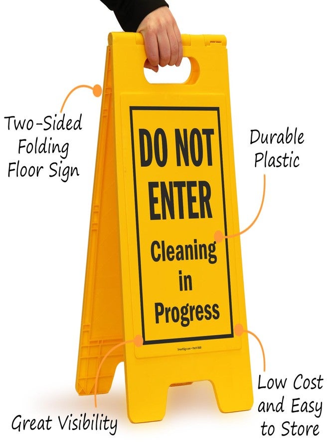 SmartSign 25 x 12 inches Do Not Enter - Cleaning In Progress 2-Sided Folding Floor Sign, Digitally Printed Polypropylene Plastic, Black and Yellow - Image 5